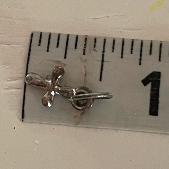 NOT FOR SALE Vintage 1960s sterling silver cross charm pendant with jump hoop #2 - Picture 7 of 8